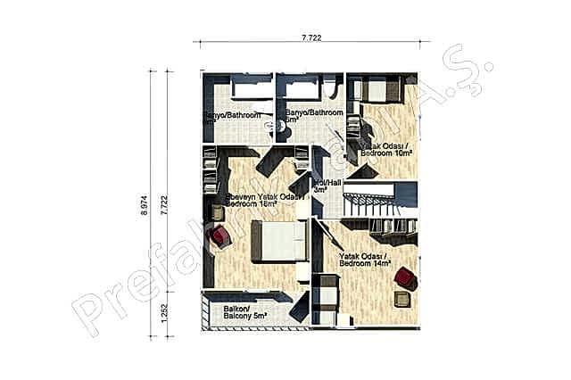 Prefabrik Ev 1. Kat Plan