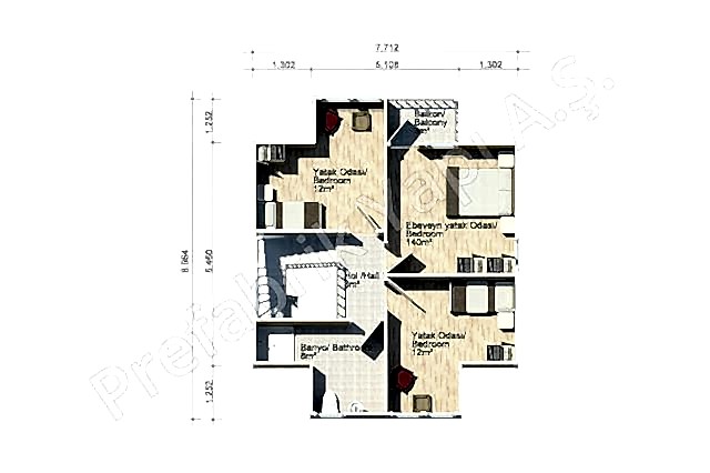 Prefabrik Ev 1. Kat Plan