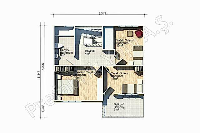 Prefabrik Ev 1. Kat Plan